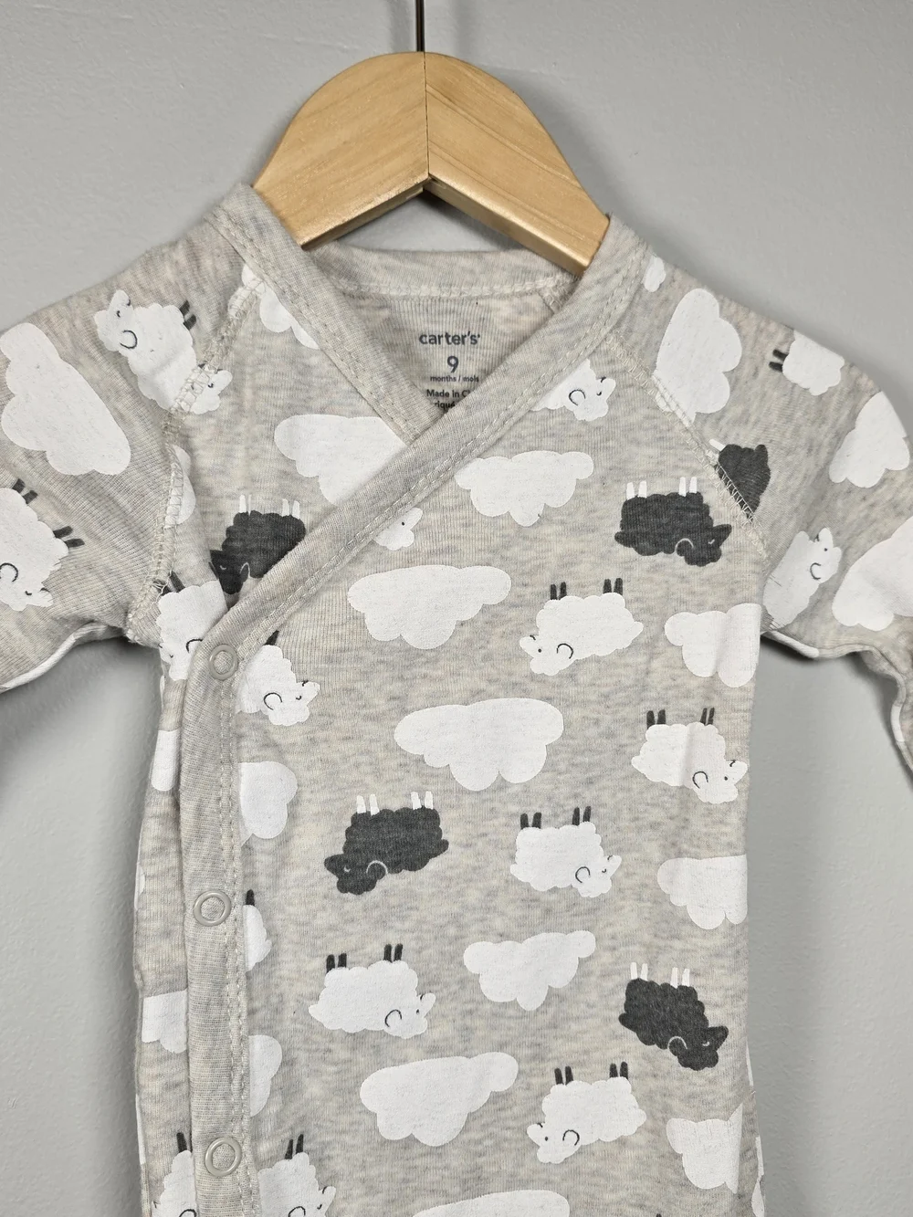 Carter's Grey & White Sheep Jumper, Bib and Bodysuit Set - 5 Piece Bundle